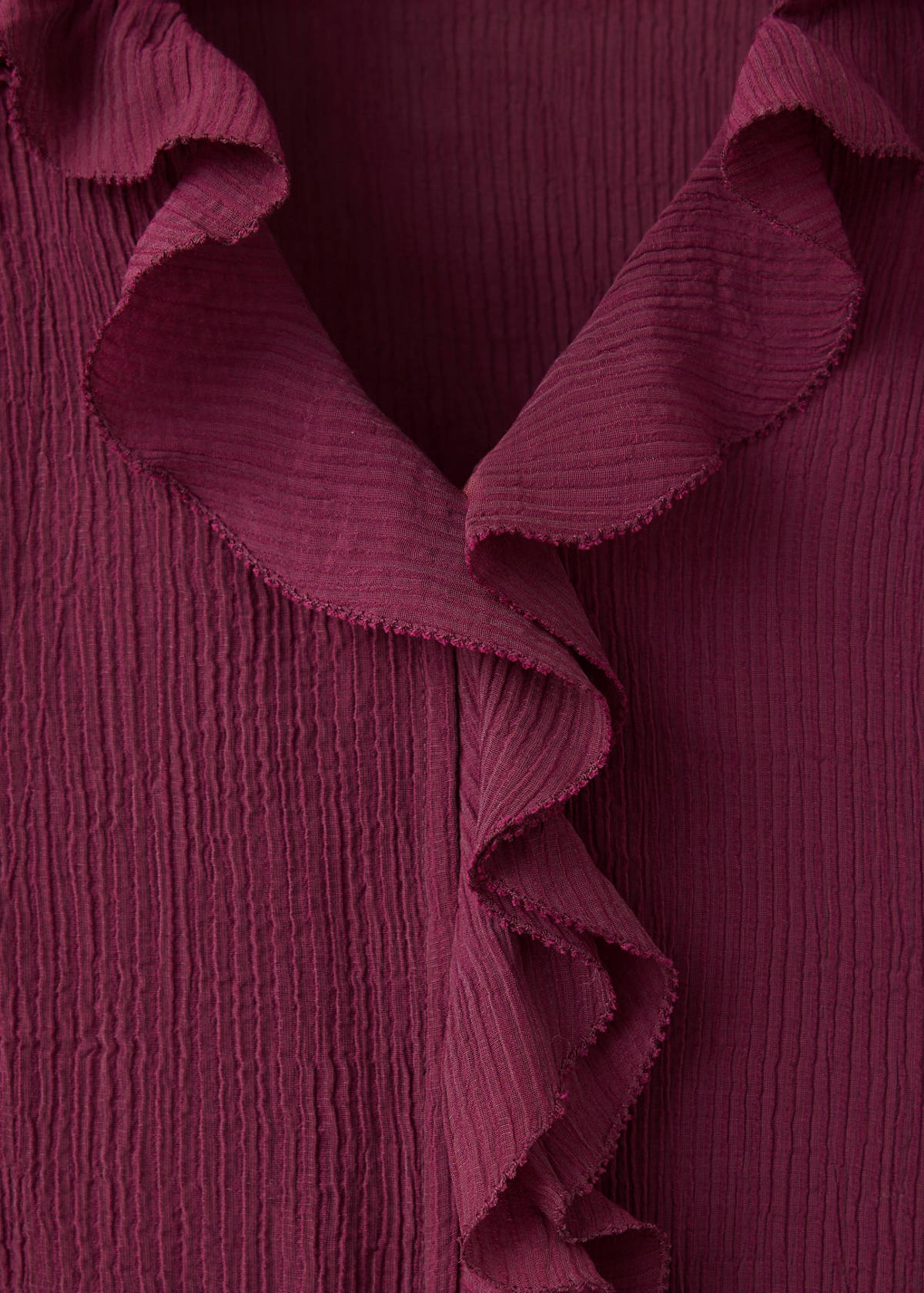 Textured chiffon shirt with ruffles — Blackberry