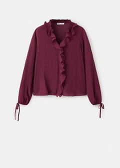 Textured chiffon shirt with ruffles — Blackberry 3