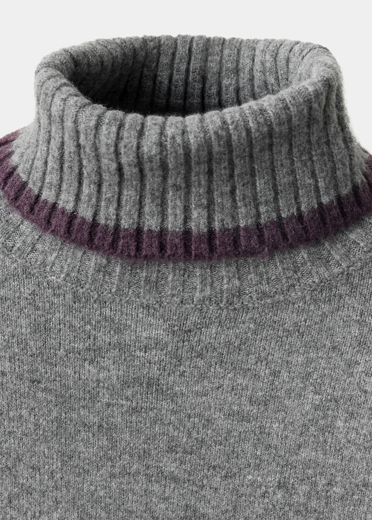 Contrast roll-neck jumper — Medium Heather Grey