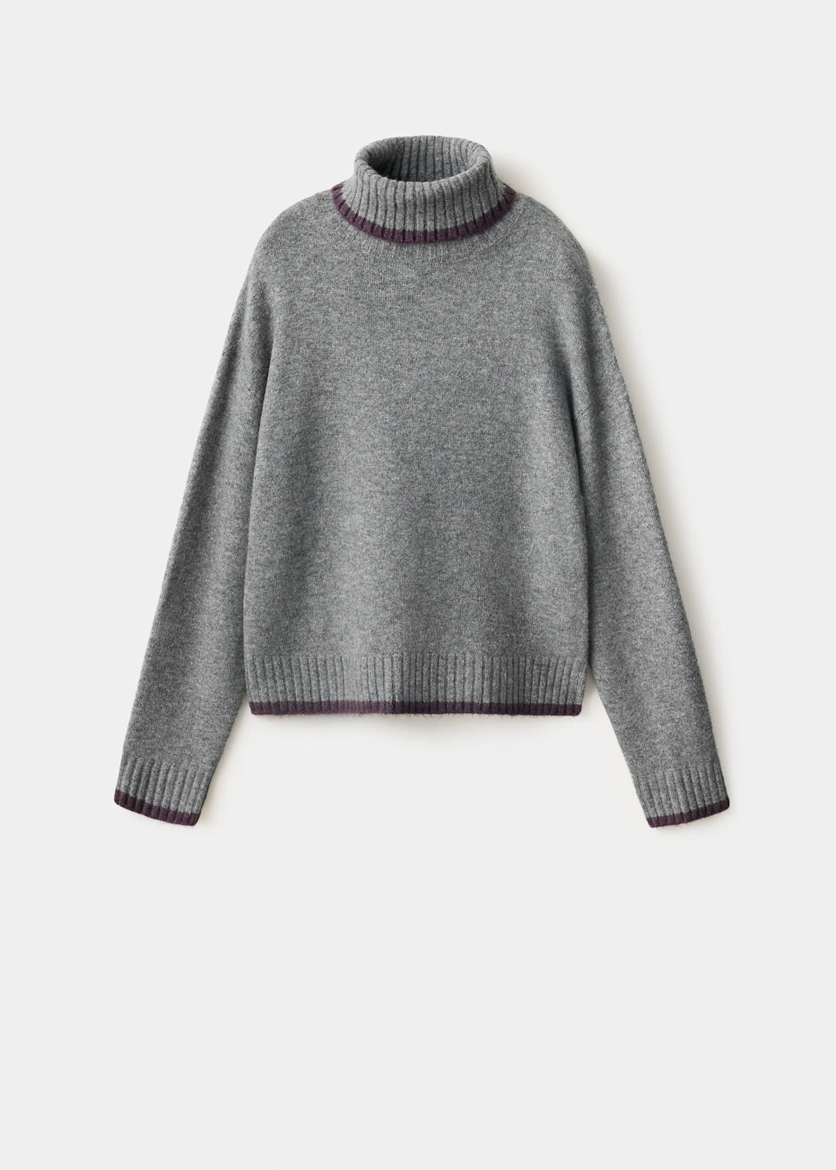 Contrast roll-neck jumper — Medium Heather Grey