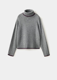 Contrast roll-neck jumper — Medium Heather Grey 3