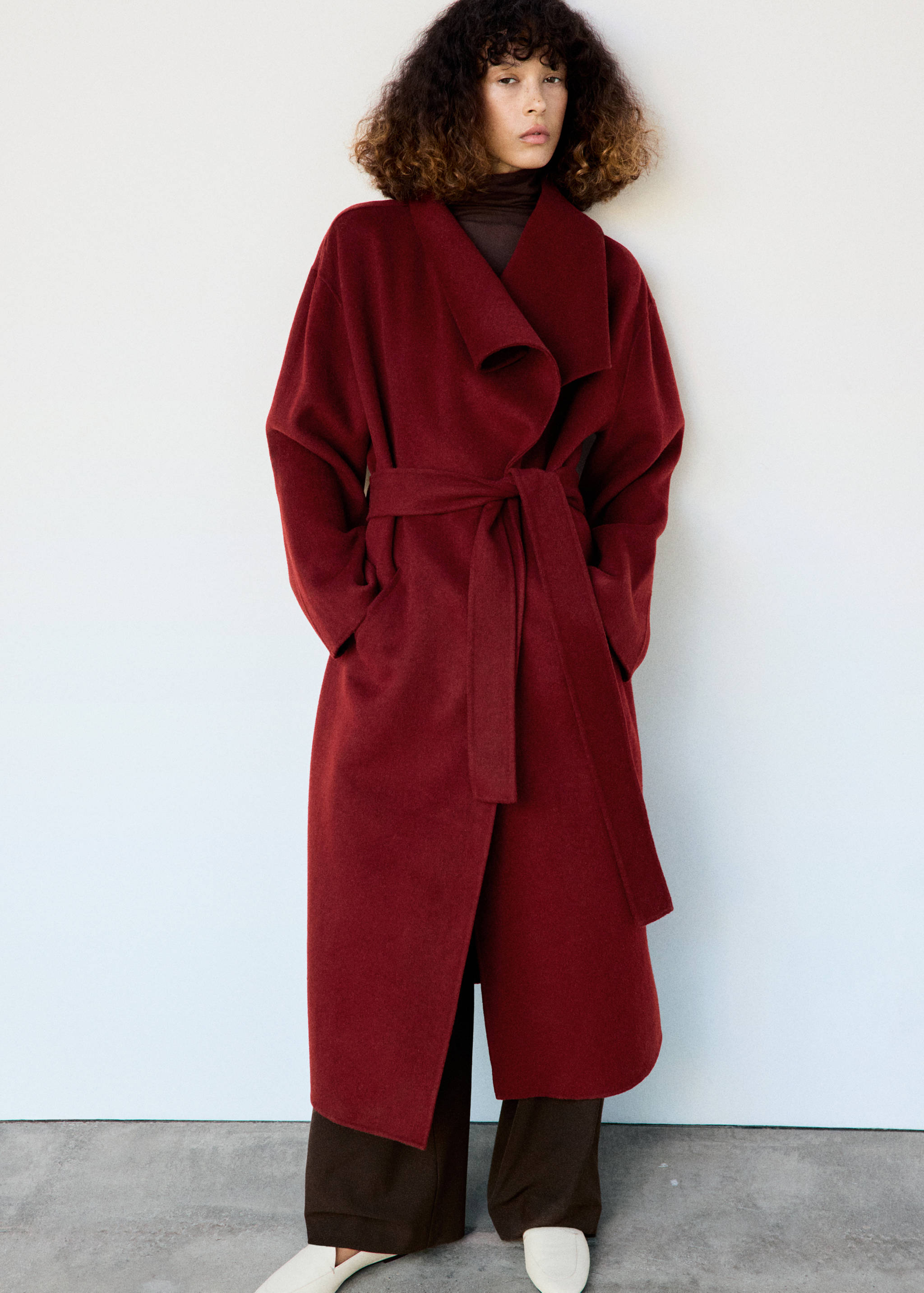Manteau laine ceinture - Plan moyen