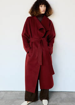 Wool coat with belt and oversized lapels — Red 1
