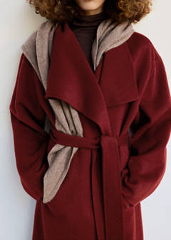 Wool coat with belt and oversized lapels — Red 4