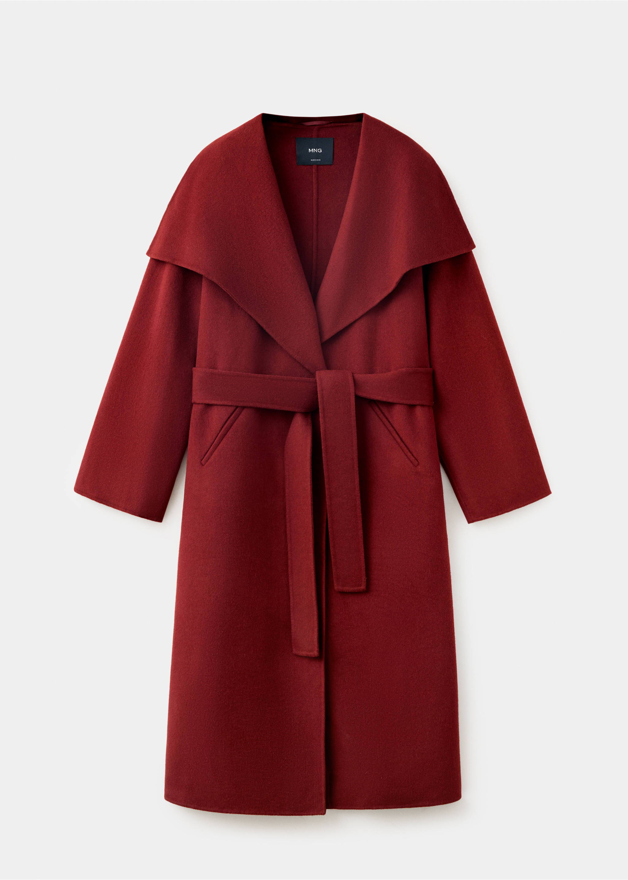 Manteau laine ceinture - Article sans modèle, Rouge. Ref: 37048278-00.