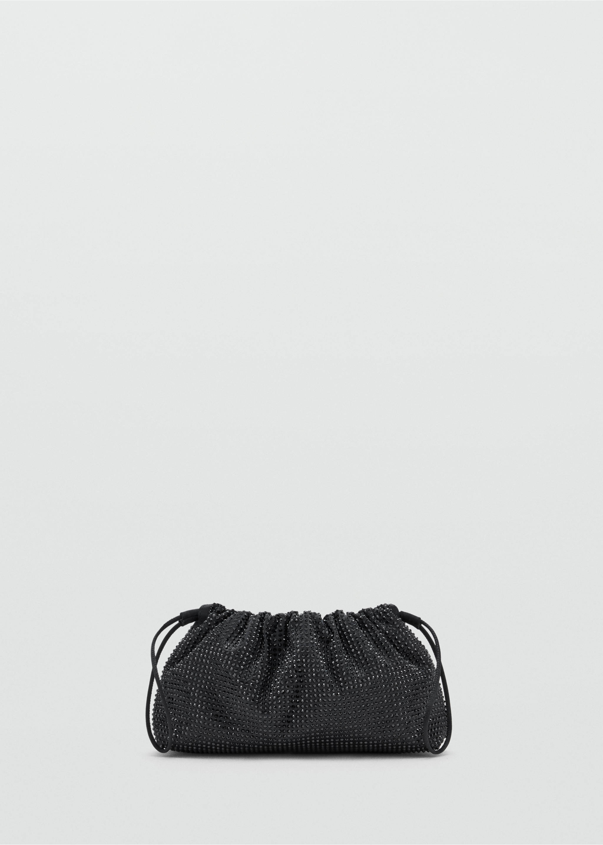 Black rhinestone shoulder bag with a soft gathered pouch silhouette., Black. Ref: 37048279-00.