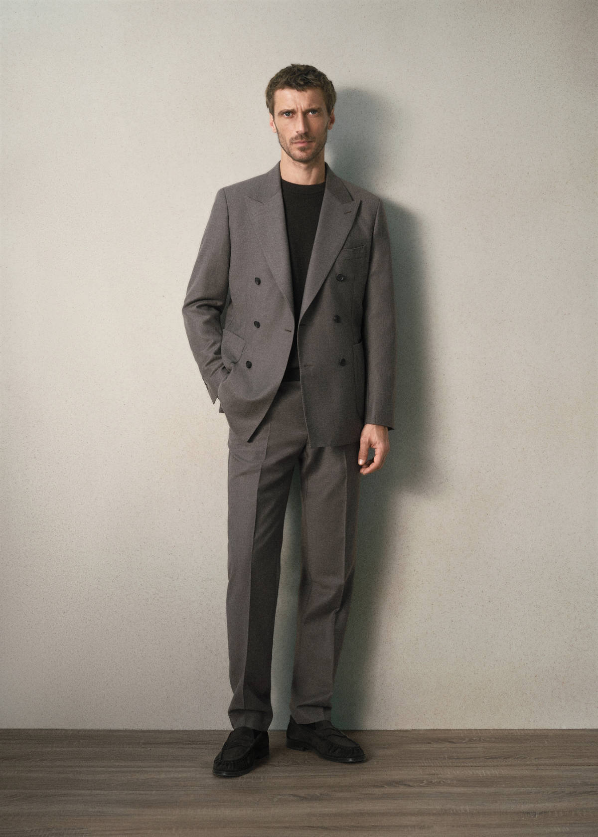 Italian wool flannel slim-fit suit trousers