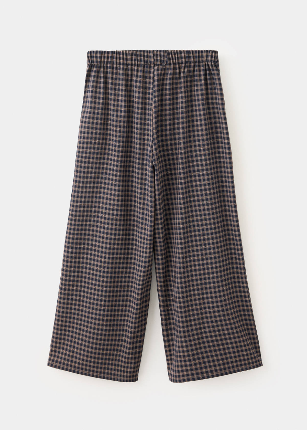 Wide-leg check trousers — Navy