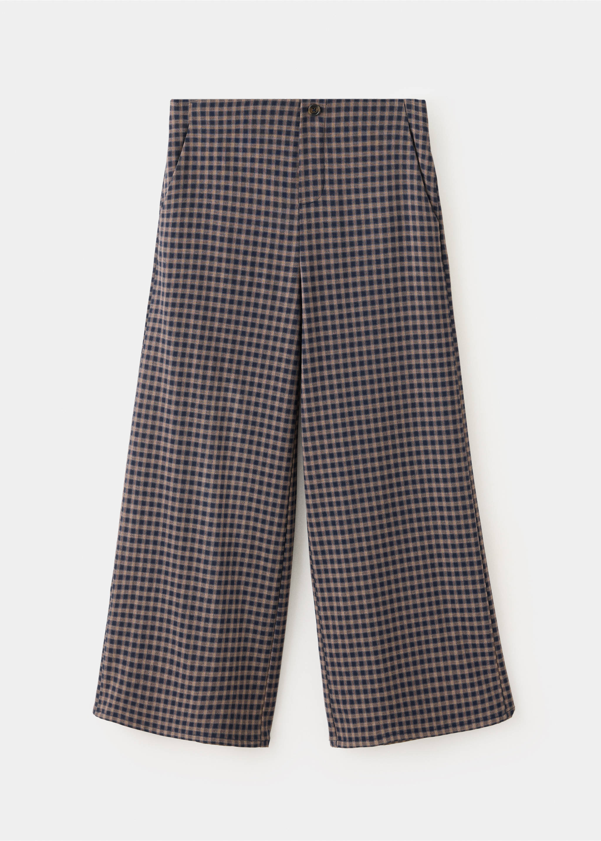 Children's navy and beige checkered straight-leg trousers., Navy. Ref: 37048286-00.