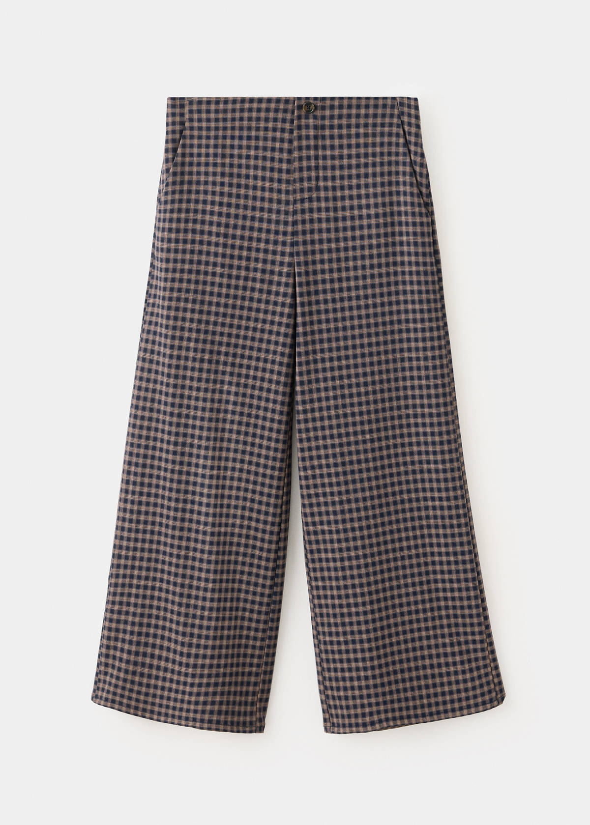 Wide-leg check trousers — Navy