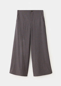 Wide-leg check trousers — Navy 1