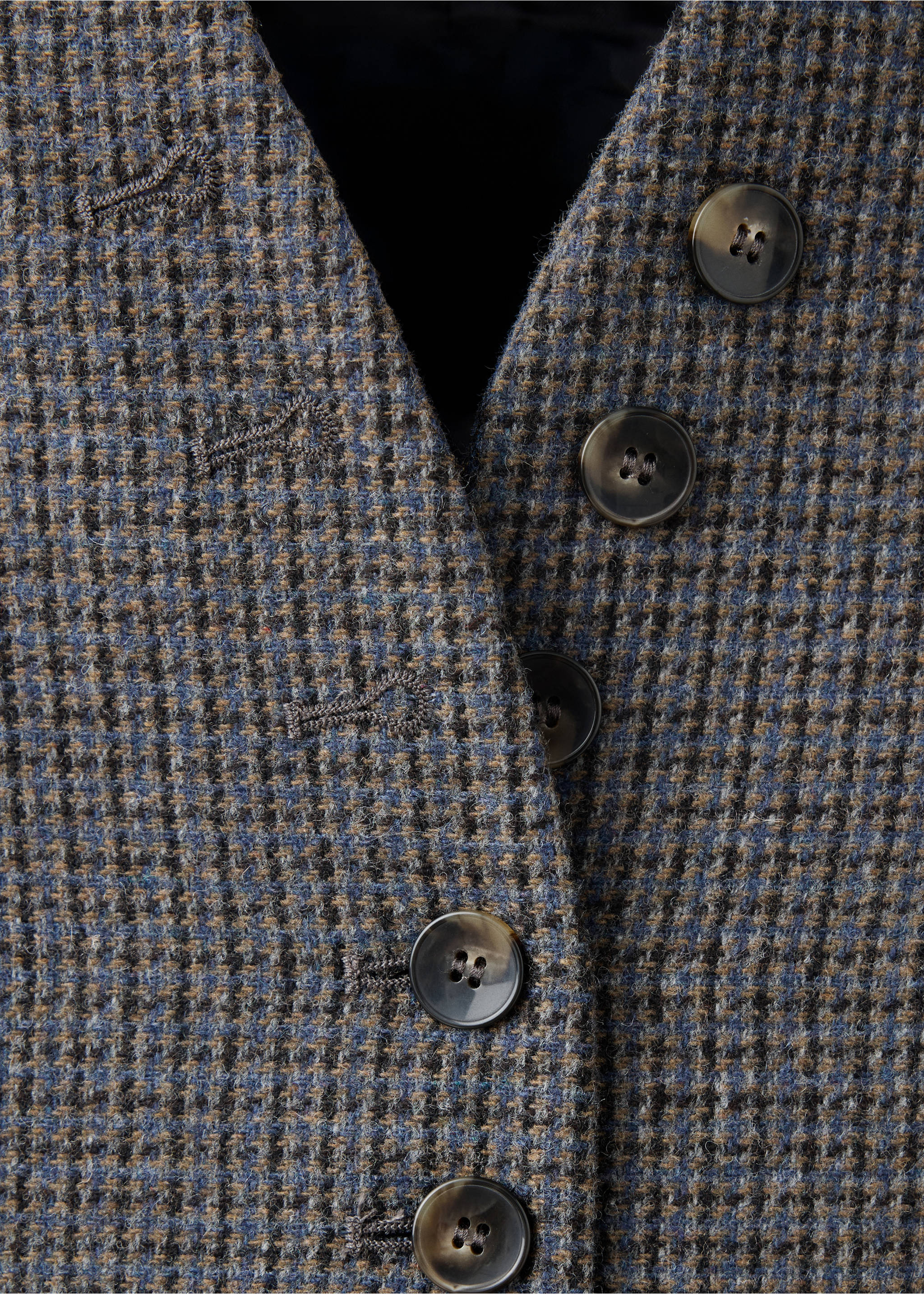 Blazer cintrée pied-de-poule - Détail de l'article 8, Bleu. Ref: 37048288-00.