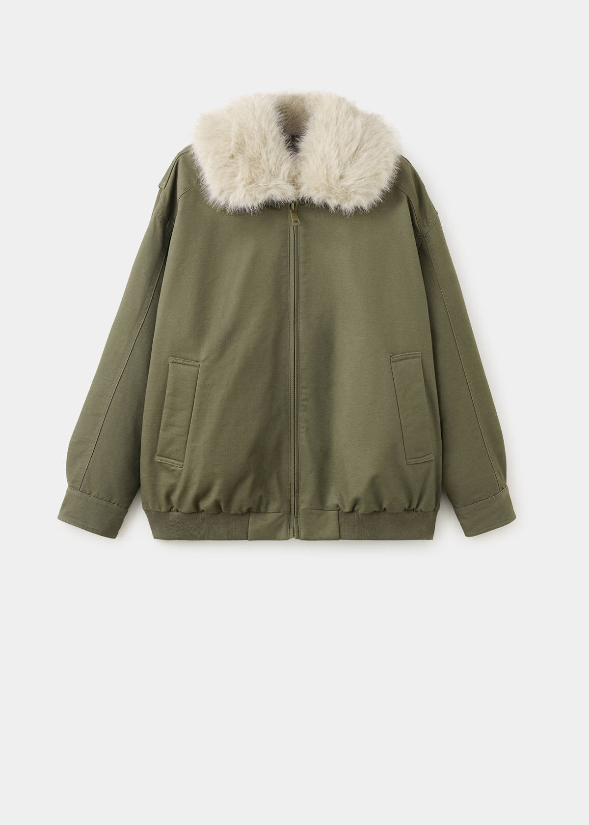 Parka with detachable fur collar — Khaki