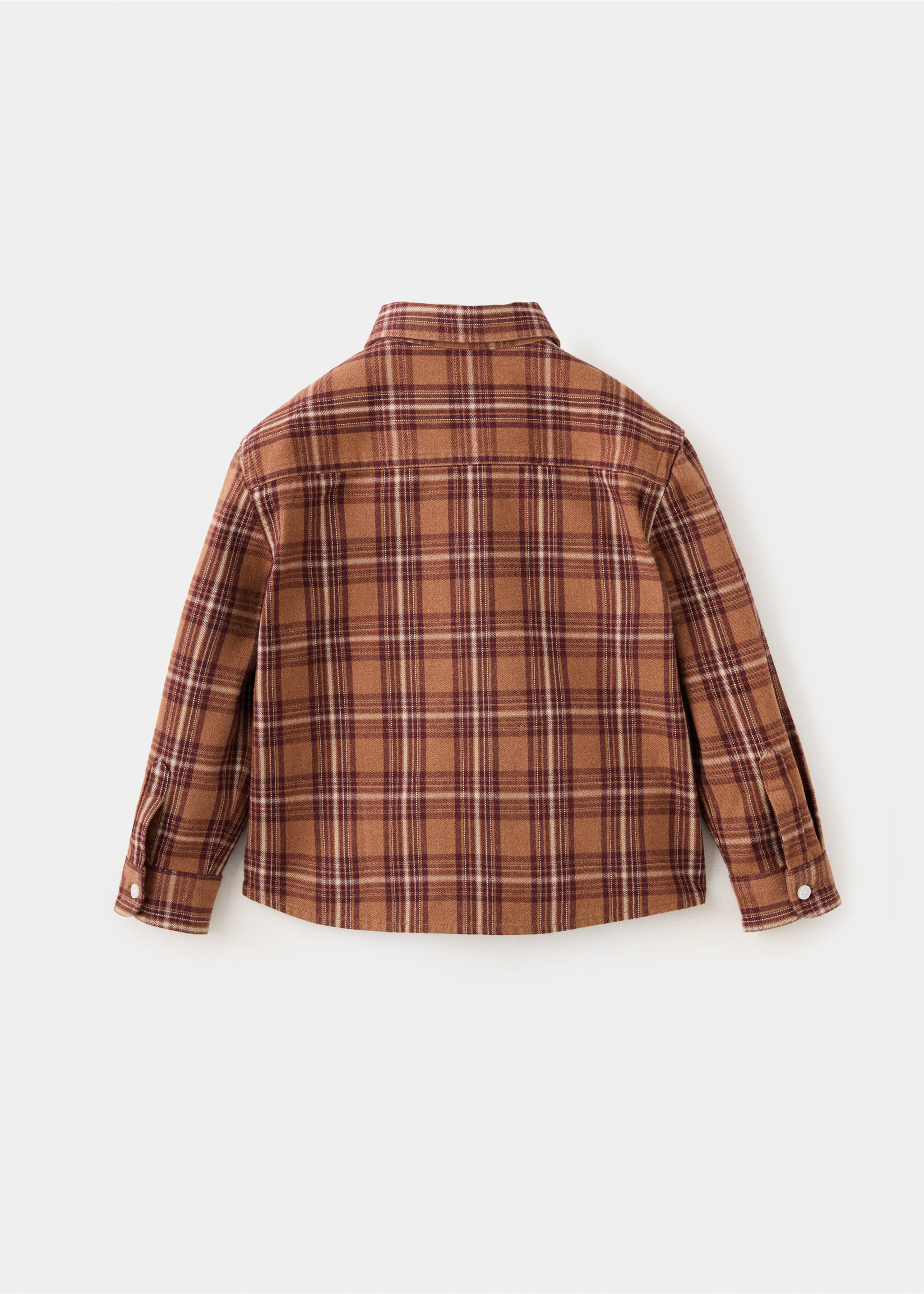 Brown plaid kids' shirt shown from the back., Russet. Ref: 37048632-00.