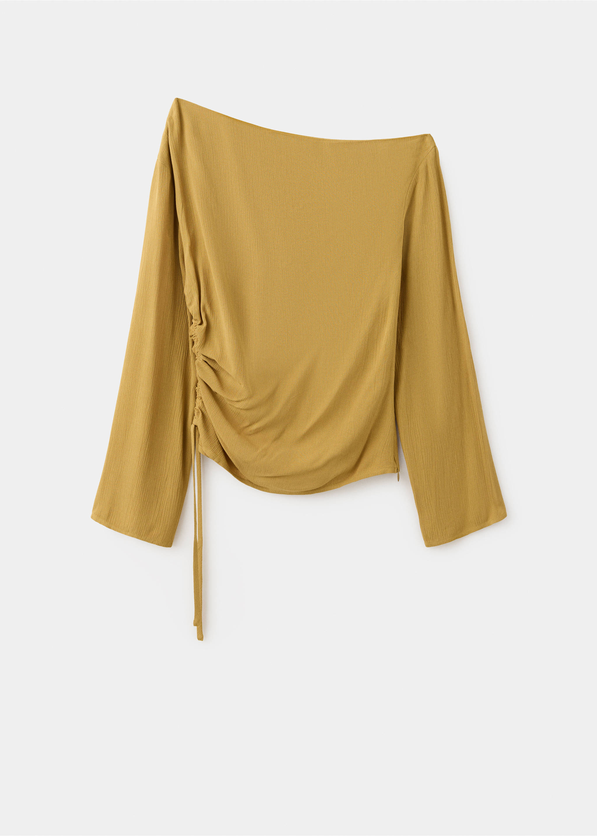Asymmetrical chiffon blouse - Article without model, Yellow. Ref: 37049118-00.