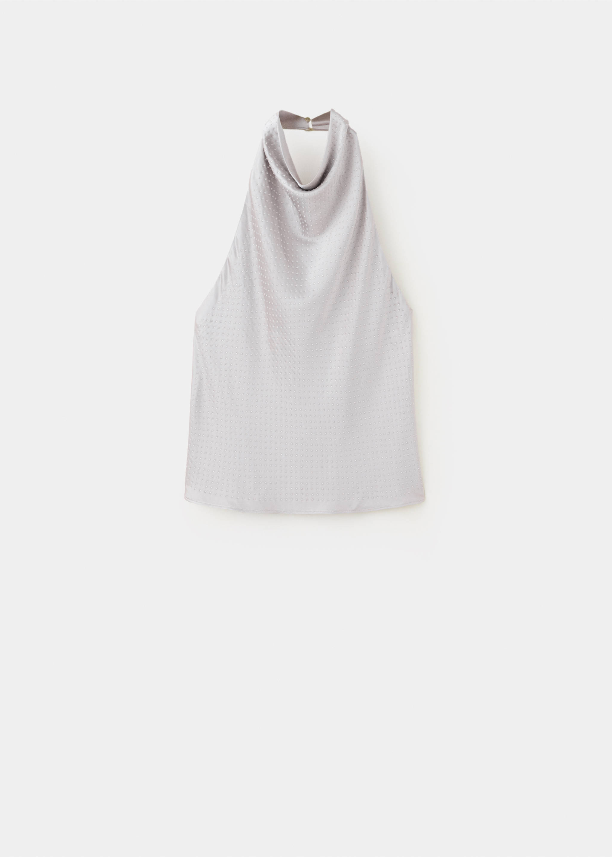 Light grey halterneck top with a cowl neck and subtle dot pattern., Grey. Ref: 37049121-00.