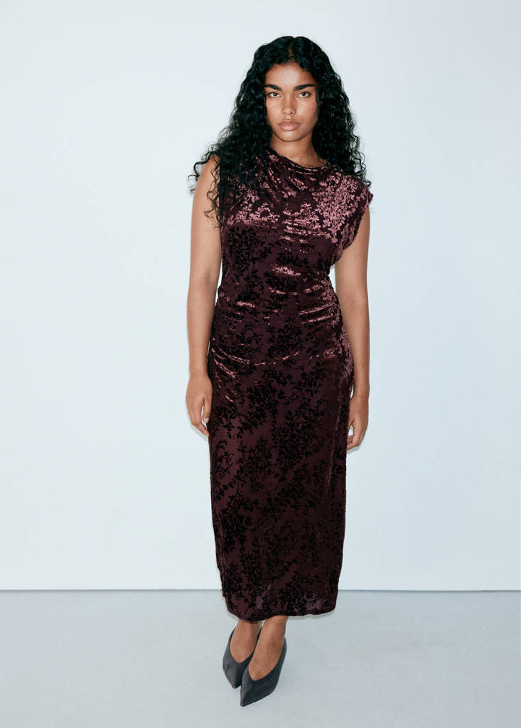 Draped devoré dress thumbnail 7