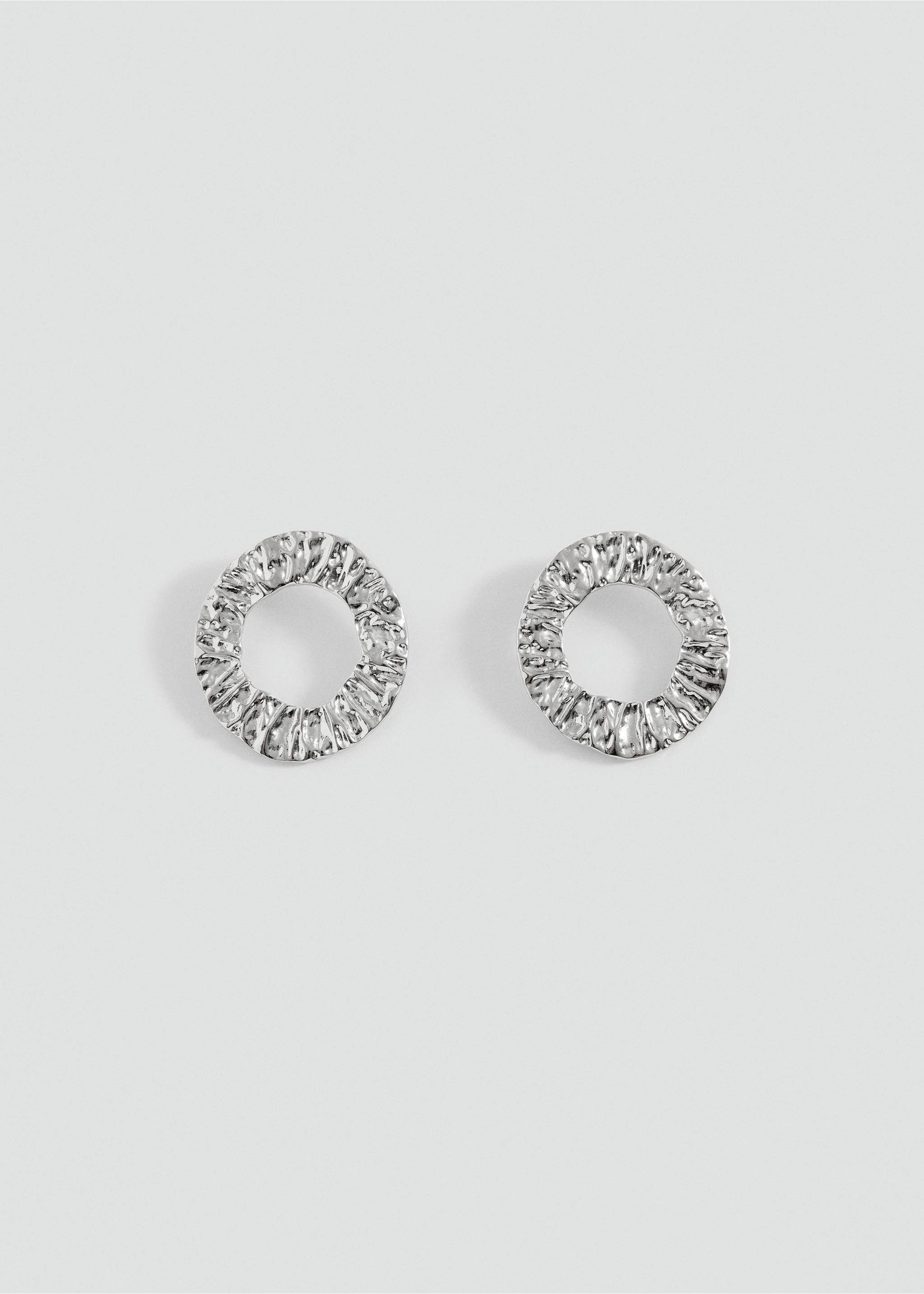 Silver-toned textured hoop earrings., Silver. Ref: 37049127-00.