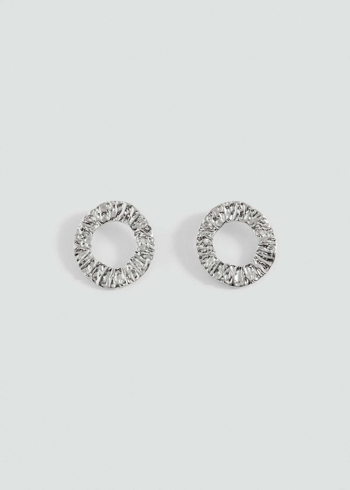 Textured hoop earrings — Silver