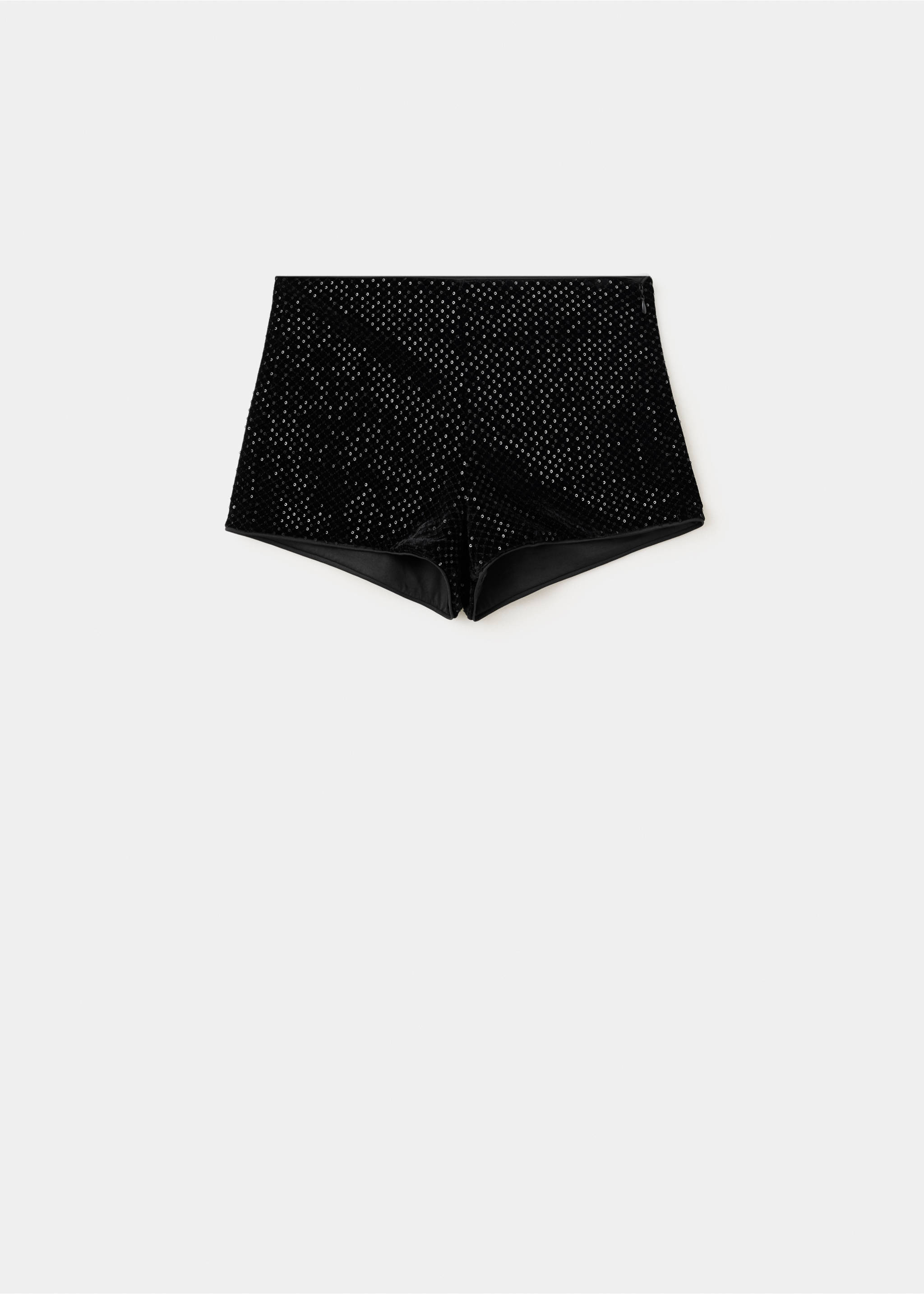 Black rhinestone-embellished high-waisted shorts., Black. Ref: 37049129-00.
