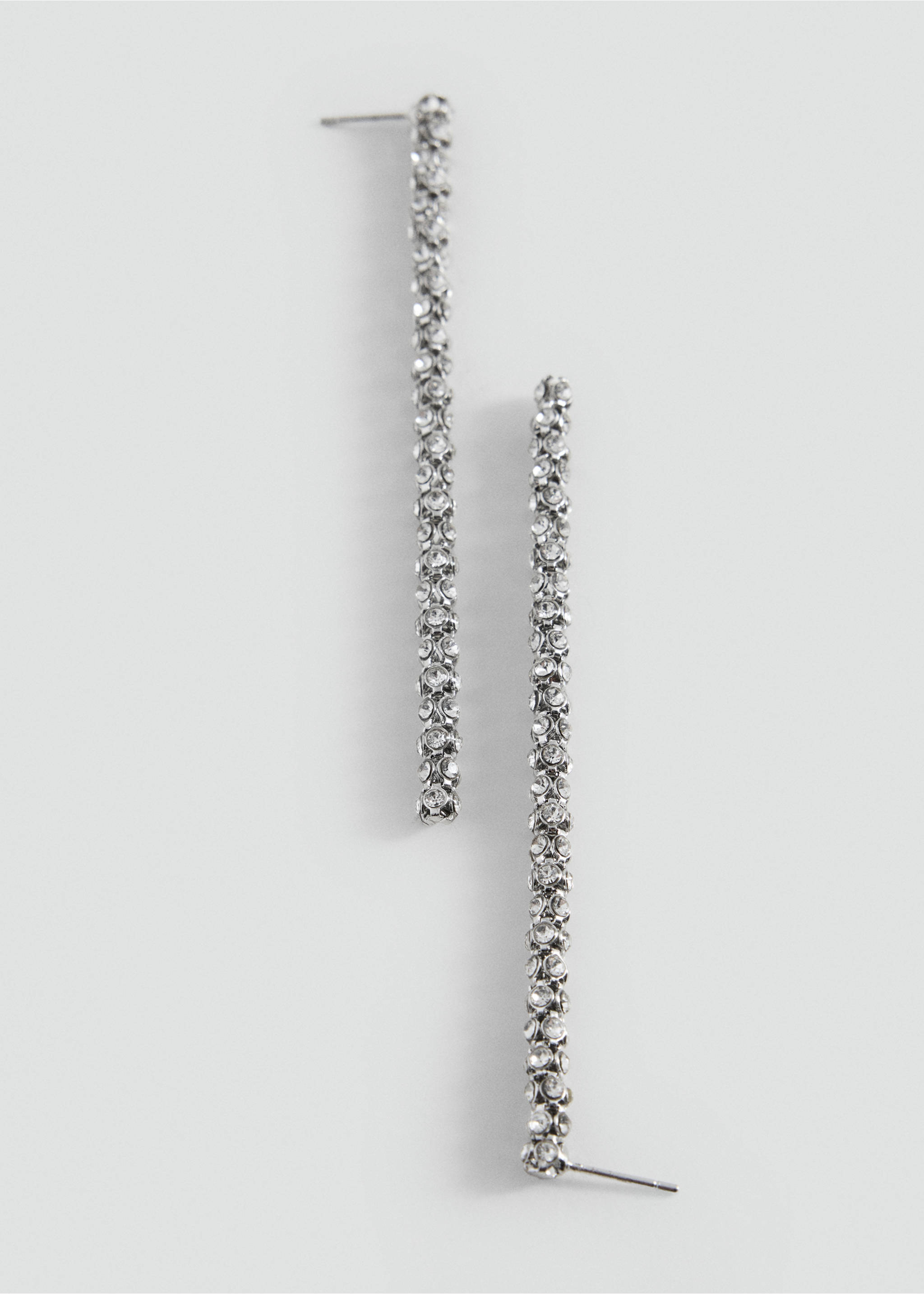 Silver-toned crystal-encrusted bar drop earrings., Silver. Ref: 37049132-00.