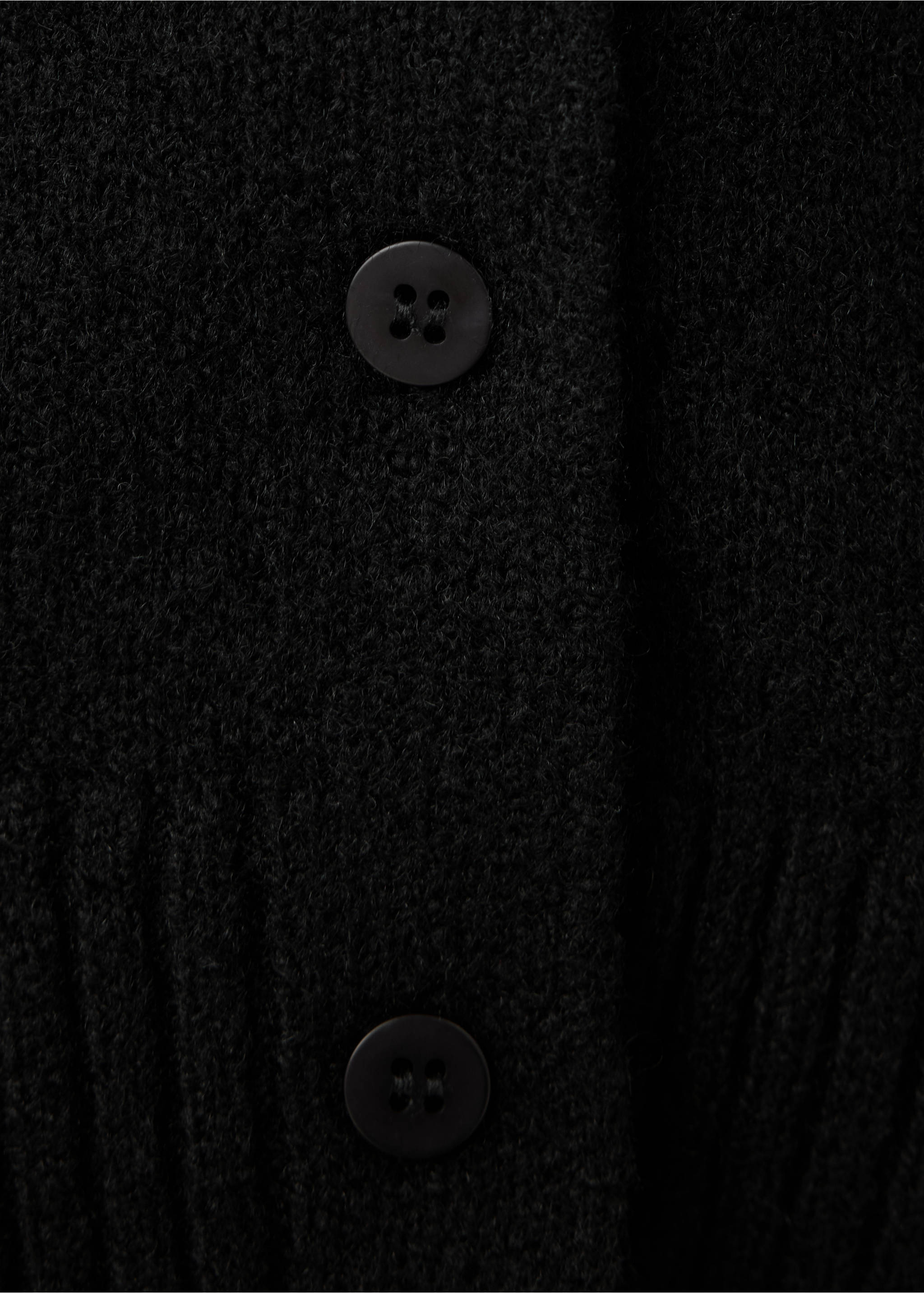 Close-up of black cardigan buttons and textured knit., Black. Ref: 37049135-00.