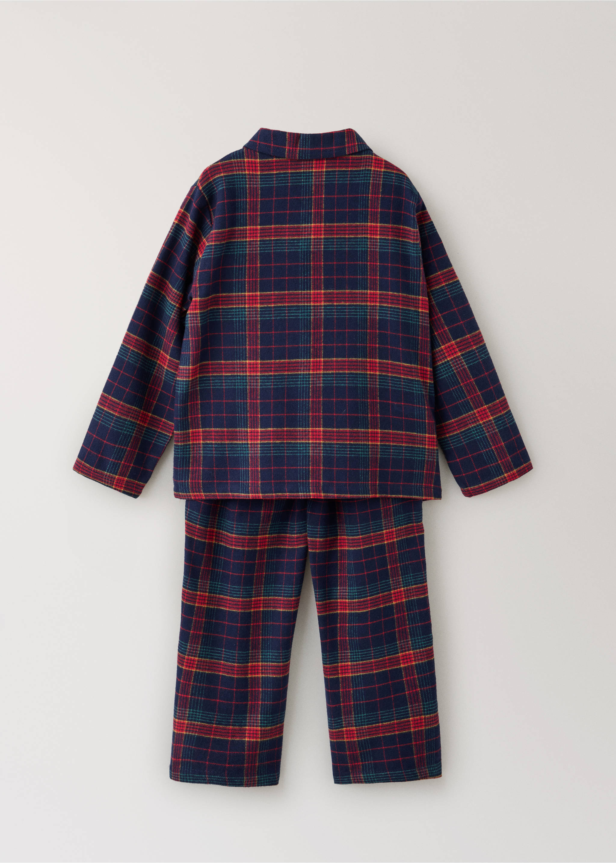 Back view of a navy blue plaid check pyjama set., Navy. Ref: 37049211-00.