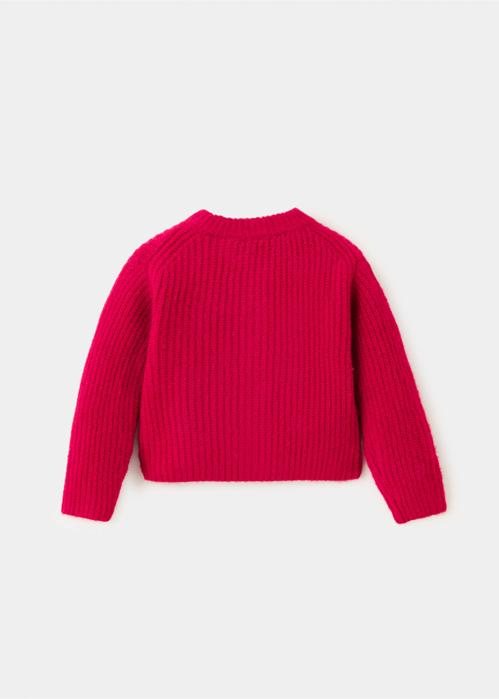 Fuchsia pink knitted cardigan from the back., Red. Ref: 37049217-00.