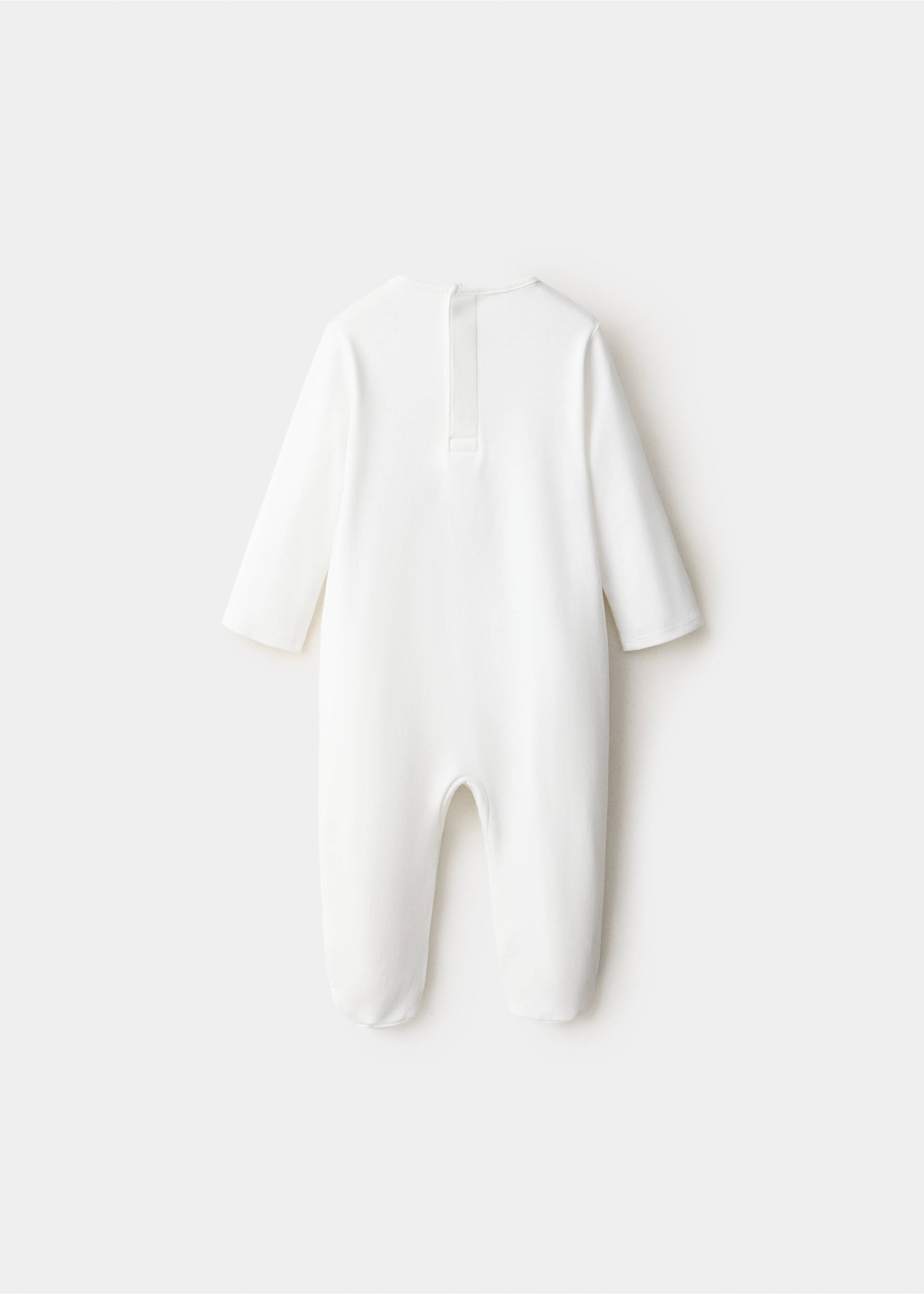 White long-sleeved footed baby pyjama, back view., Off White. Ref: 37049223-00.