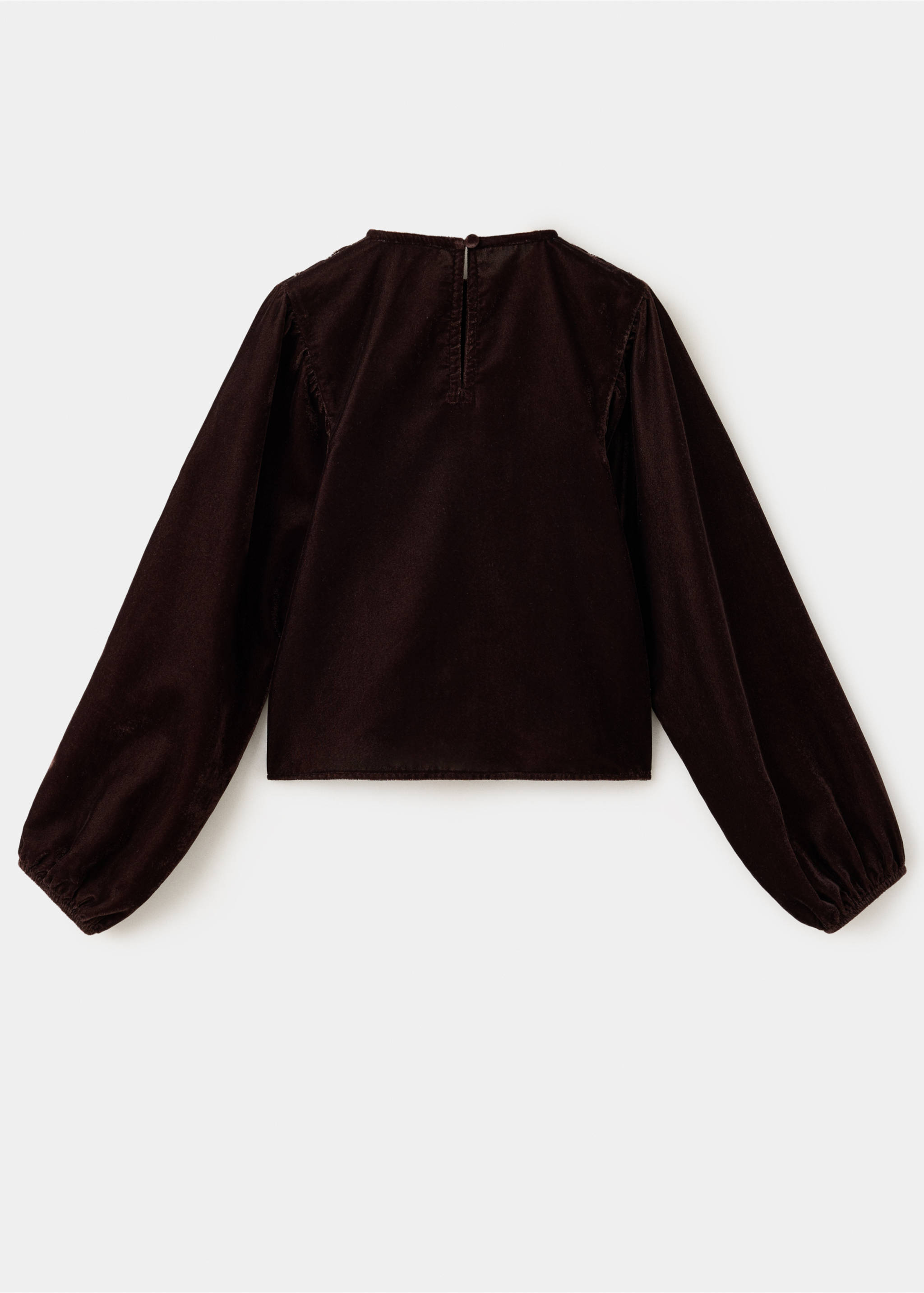 Dark brown children's blouse shown from the back, with long sleeves., Burgundy. Ref: 37049404-00.
