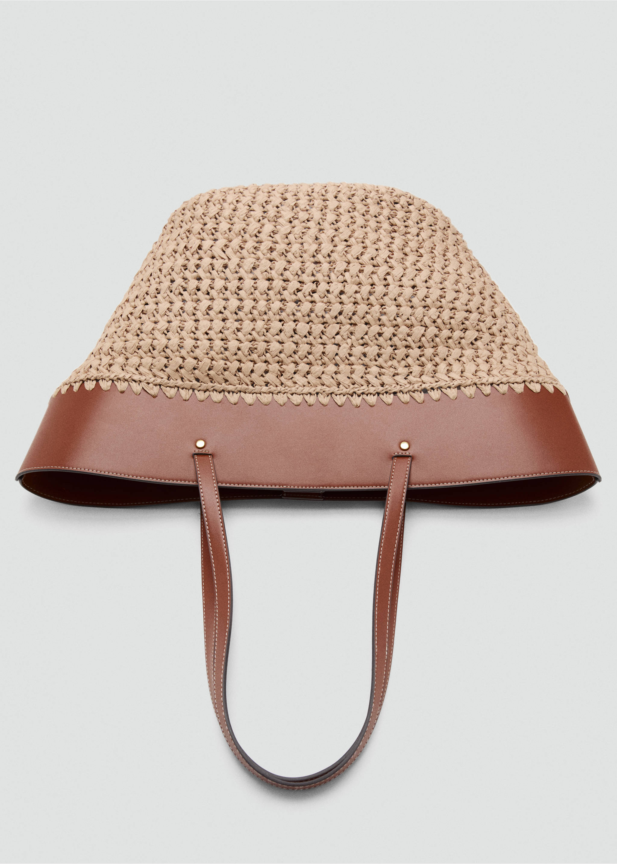 Large natural fibre basket - Details of the article 2, Leather. Ref: 37051326-00.