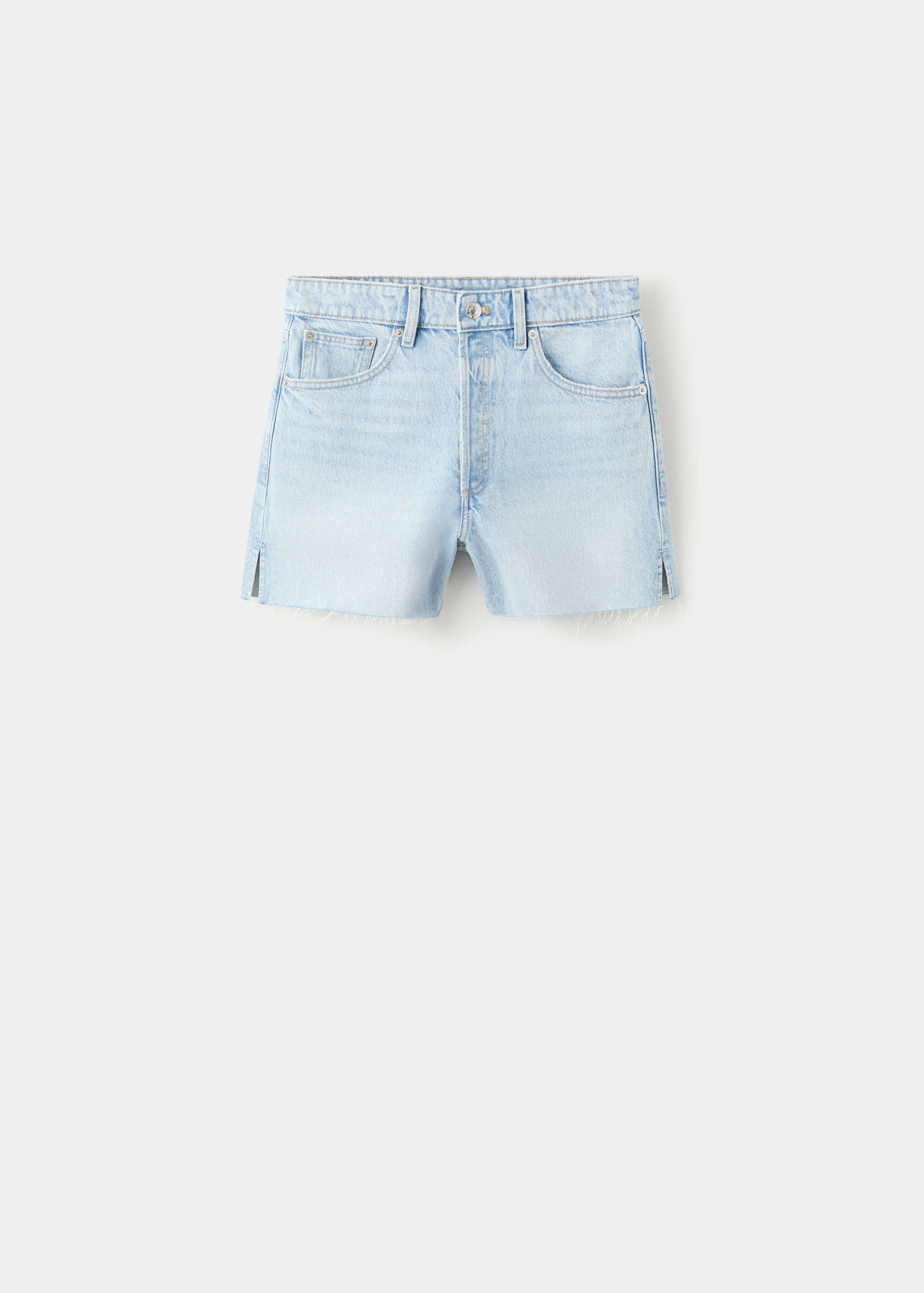 Denim shorts with frayed hem - Article without model