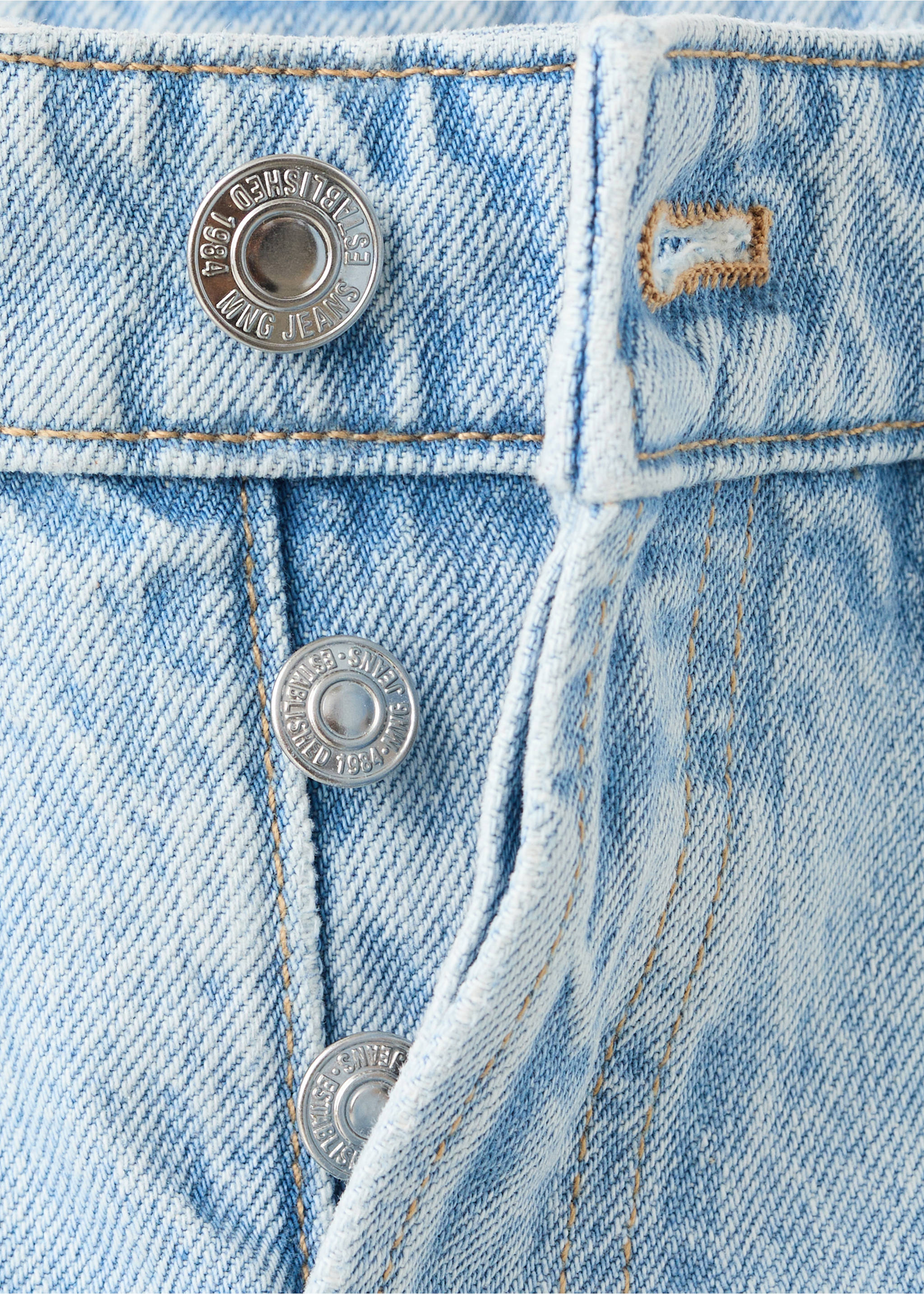 Denim shorts with frayed hem - Details of the article 8, Light Blue. Ref: 37051329-00.