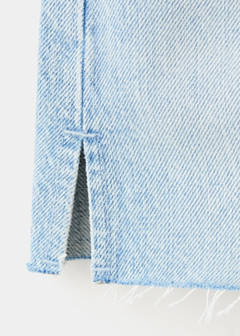 Denim shorts with frayed hem — Light Blue 7