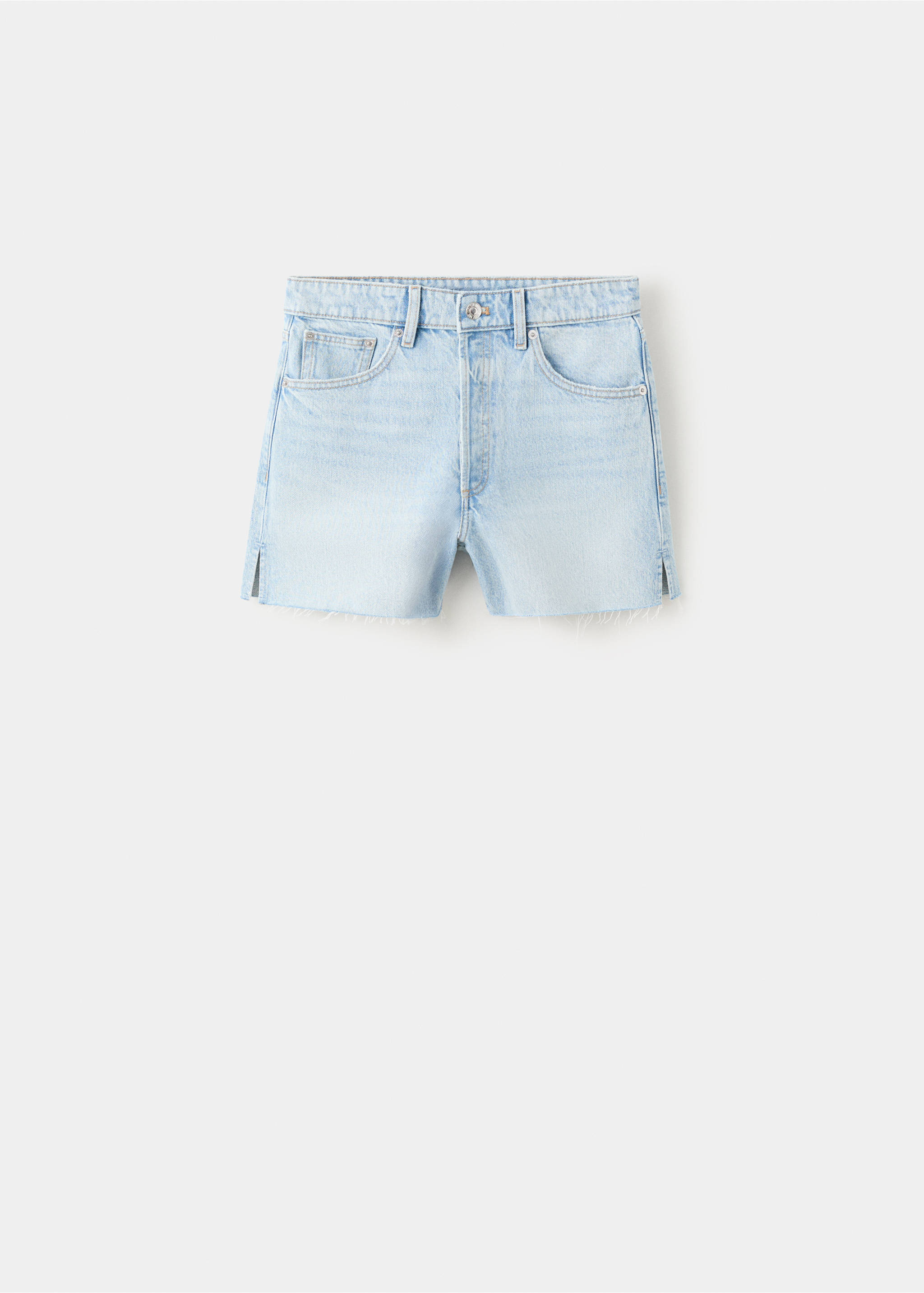 Denim shorts with frayed hem - Article without model, Light Blue. Ref: 37051329-00.