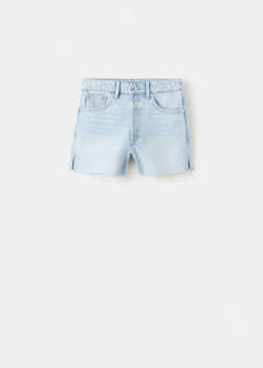 Denim shorts with frayed hem — Light Blue 5