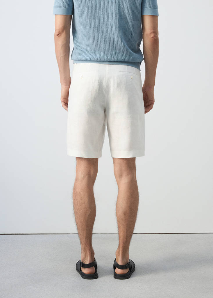 Slim-fit 100% linen bermuda shorts — Off White
