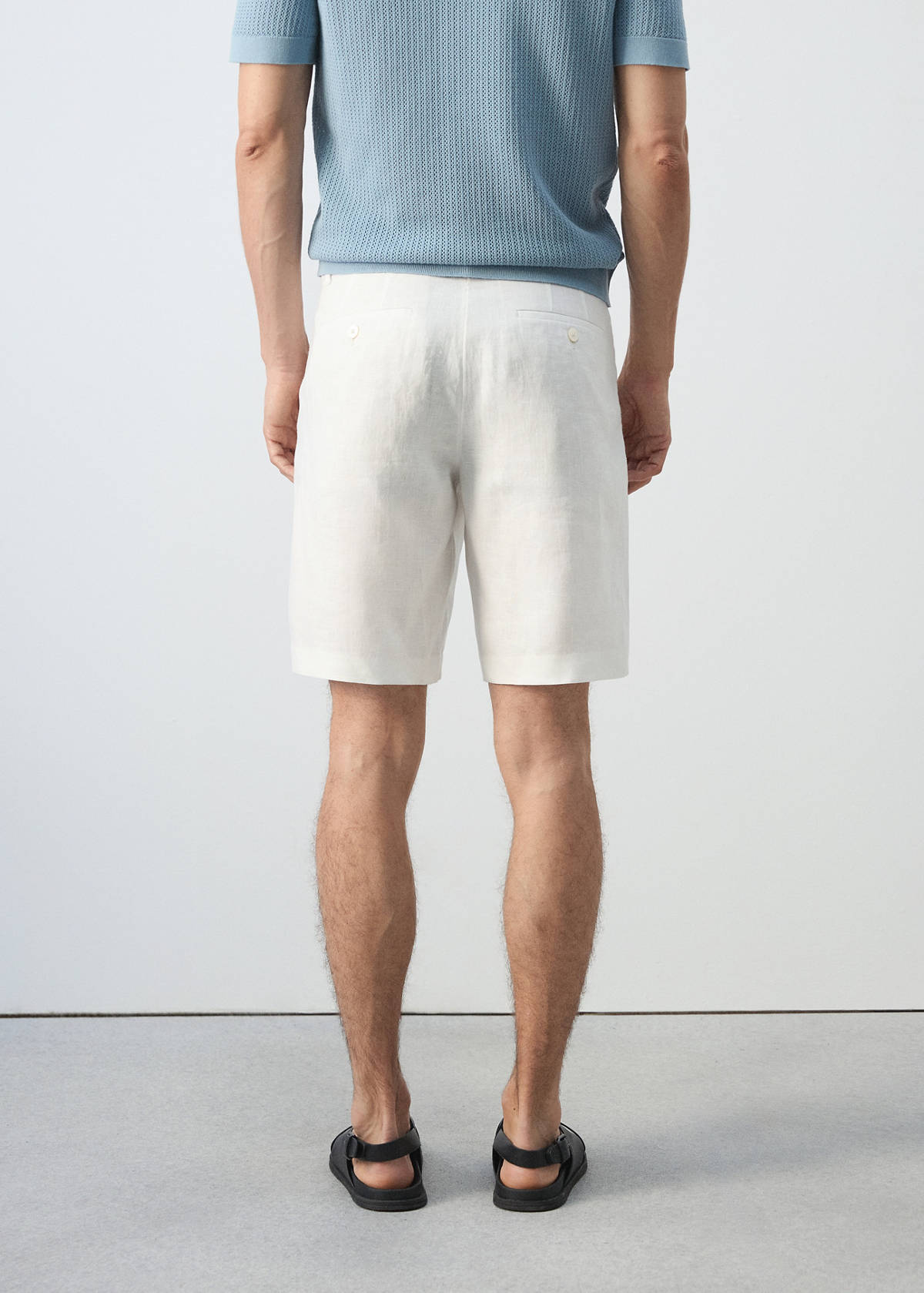 Slim-fit 100% linen bermuda shorts — Off White