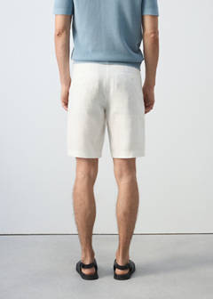 Slim-fit 100% linen bermuda shorts — Off White 3