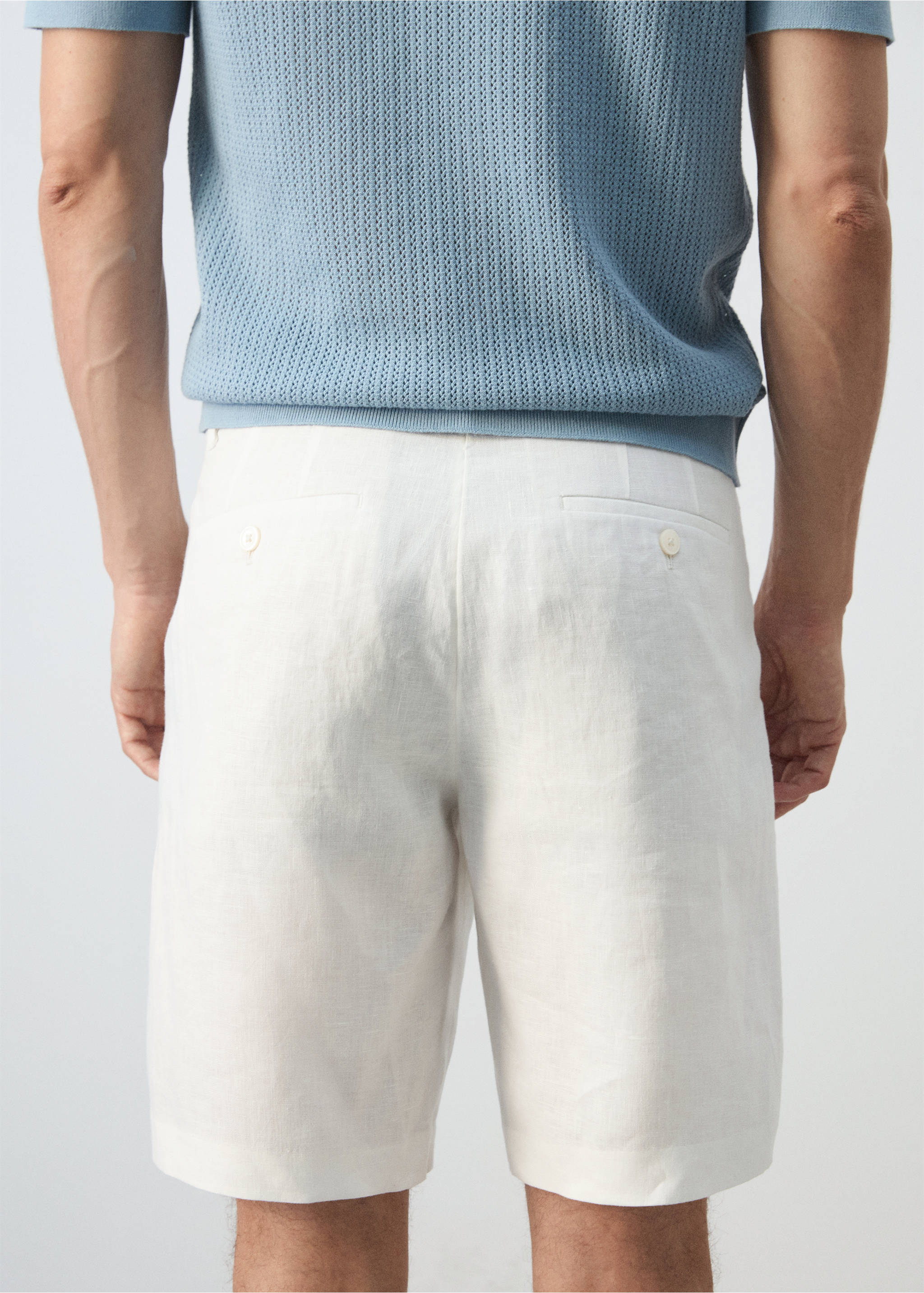 Bermudas slim fit 100% lino - Detalle del artículo 3, Blanco roto. Ref: 37051330-00.