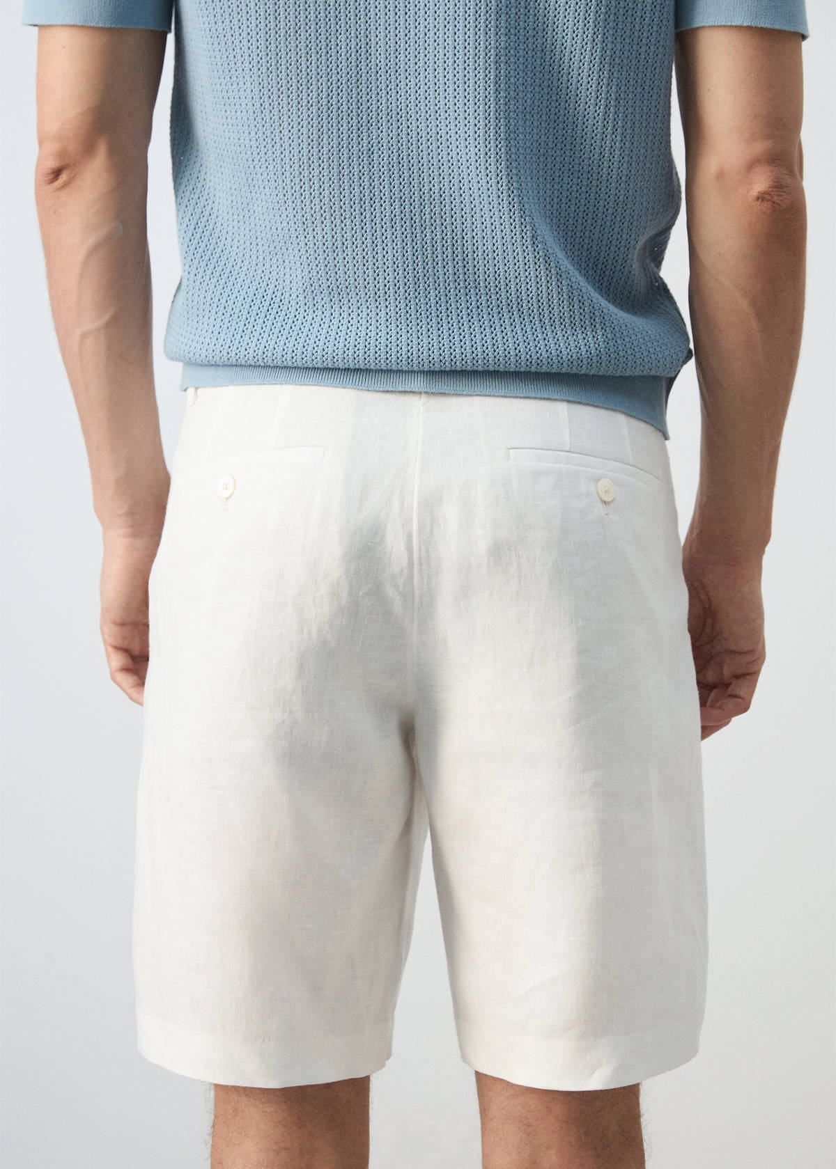 Slim-fit 100% linen bermuda shorts — Off White