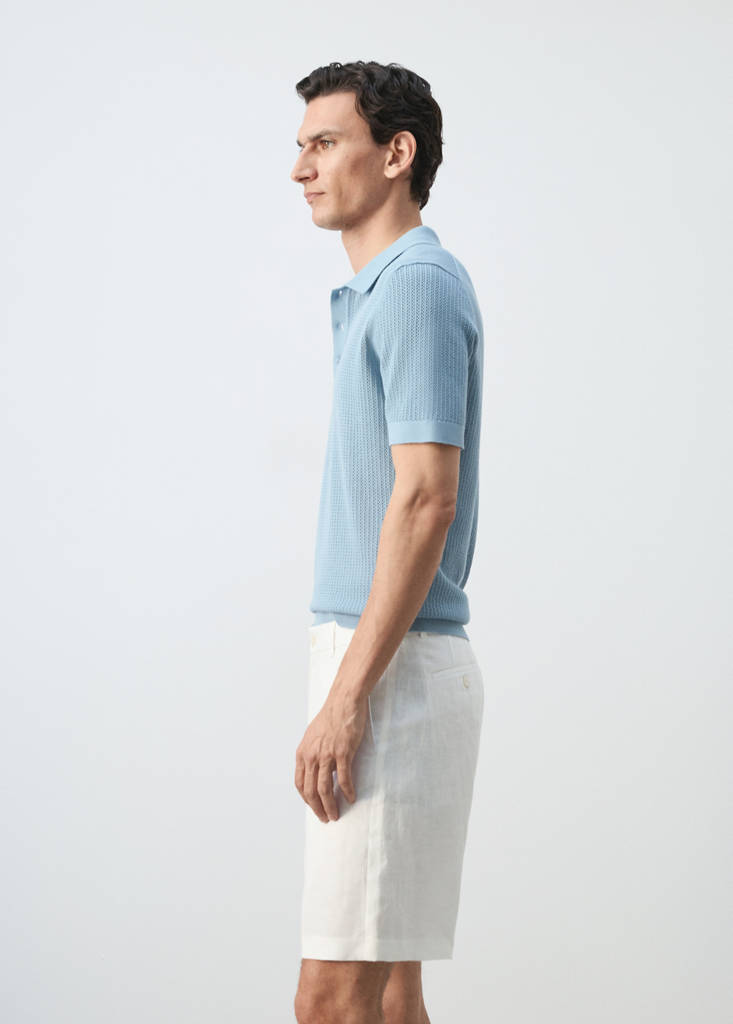 Slim-fit 100% linen bermuda shorts — Off White