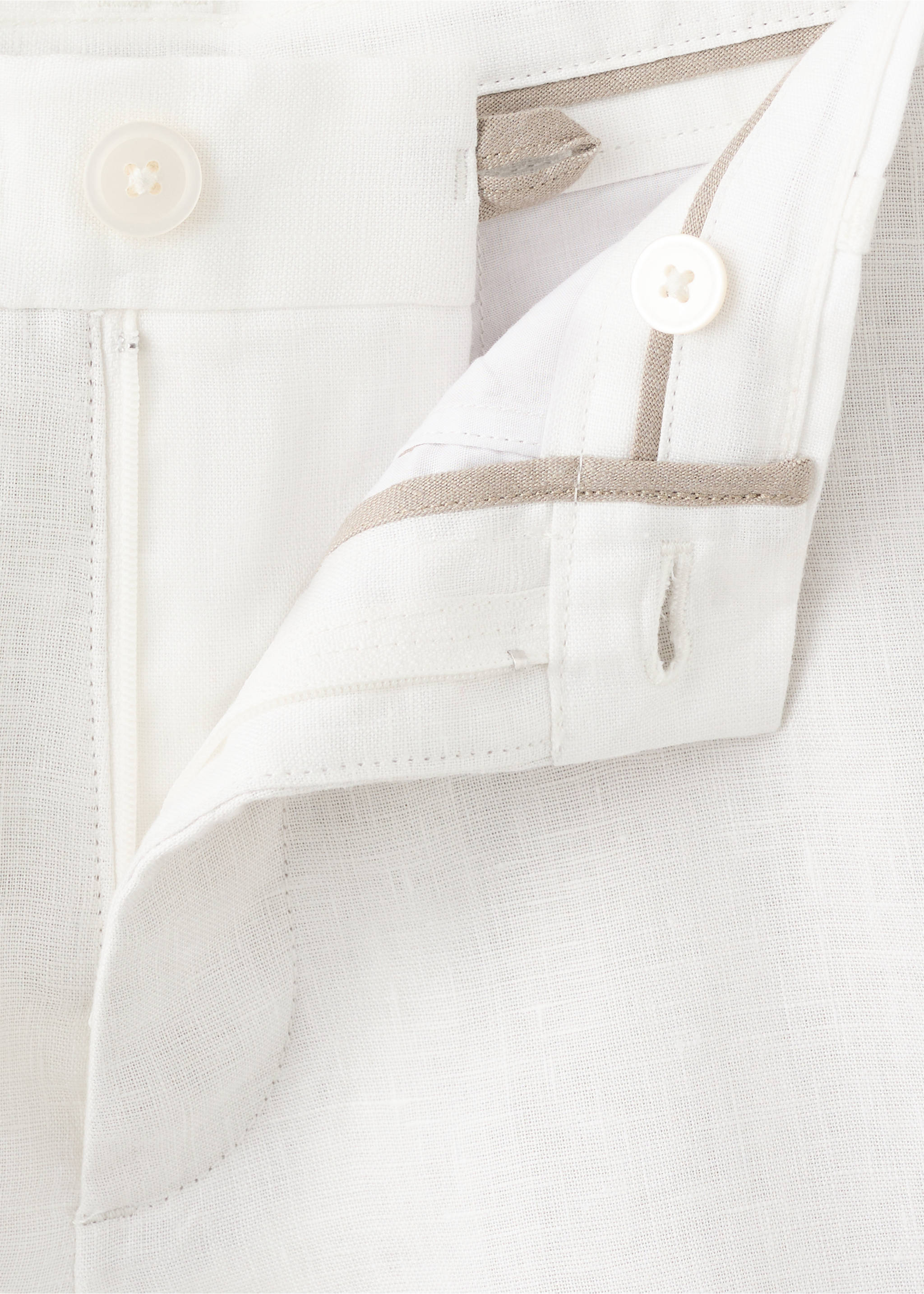 Bermuda slim-fit 100 % lin - Détail de l'article 8, Blanc cassé. Ref: 37051330-00.
