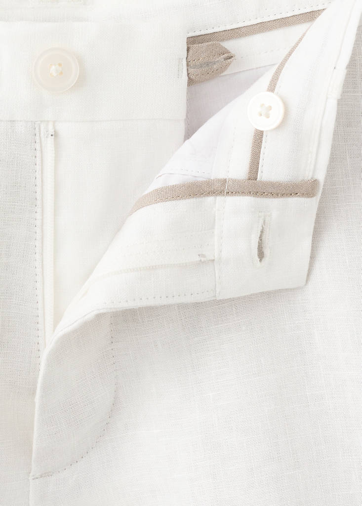 Slim-fit 100% linen bermuda shorts — Off White