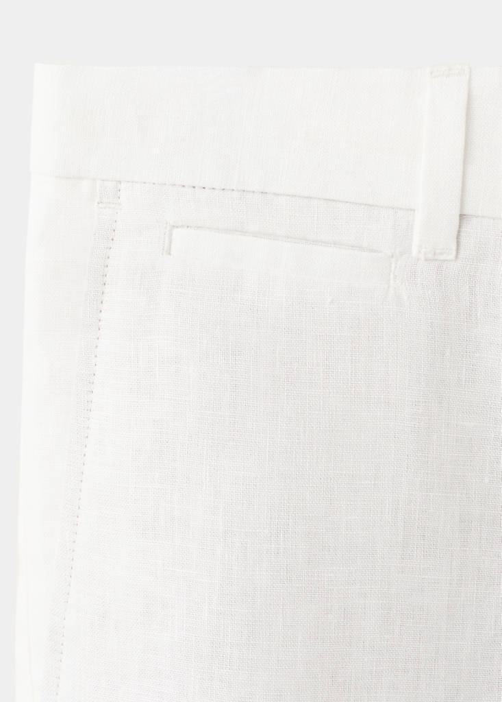 Slim-fit 100% linen bermuda shorts — Off White