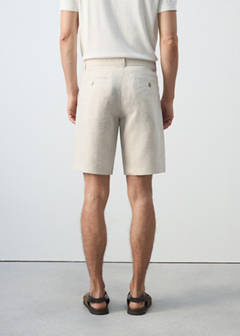 Slim-fit 100% linen bermuda shorts — Ecru 3