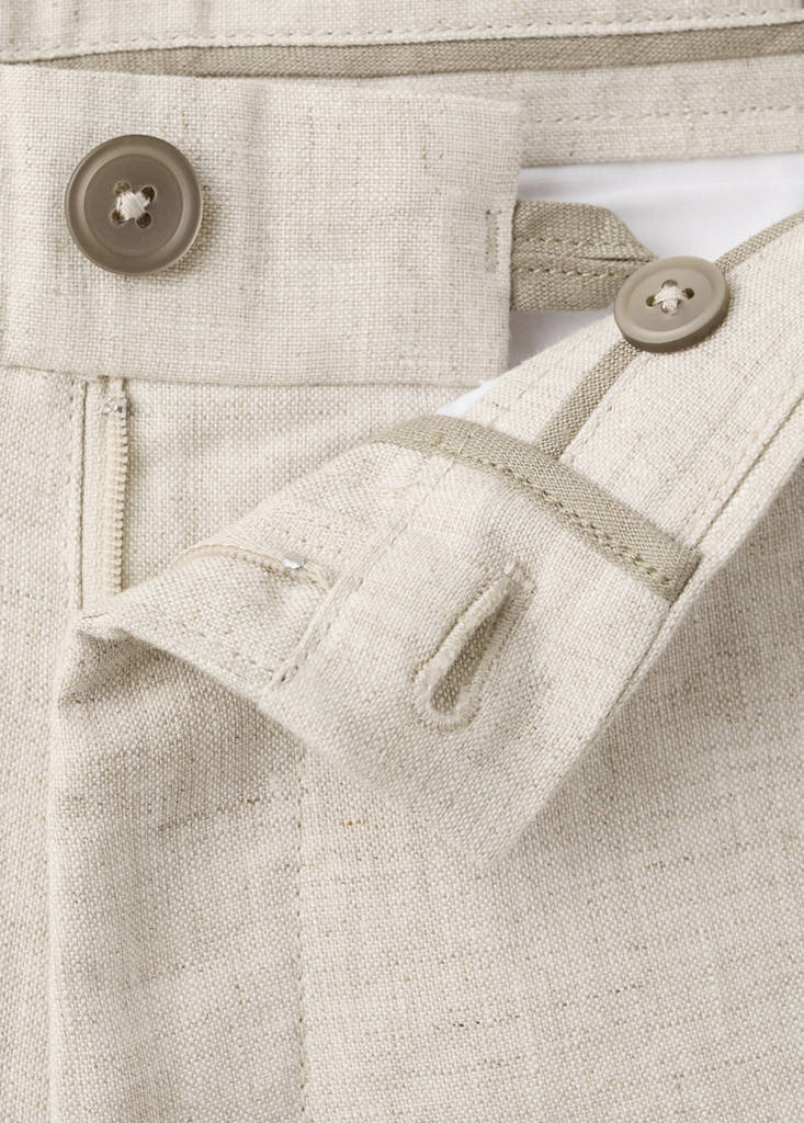 Slim-fit 100% linen bermuda shorts — Ecru