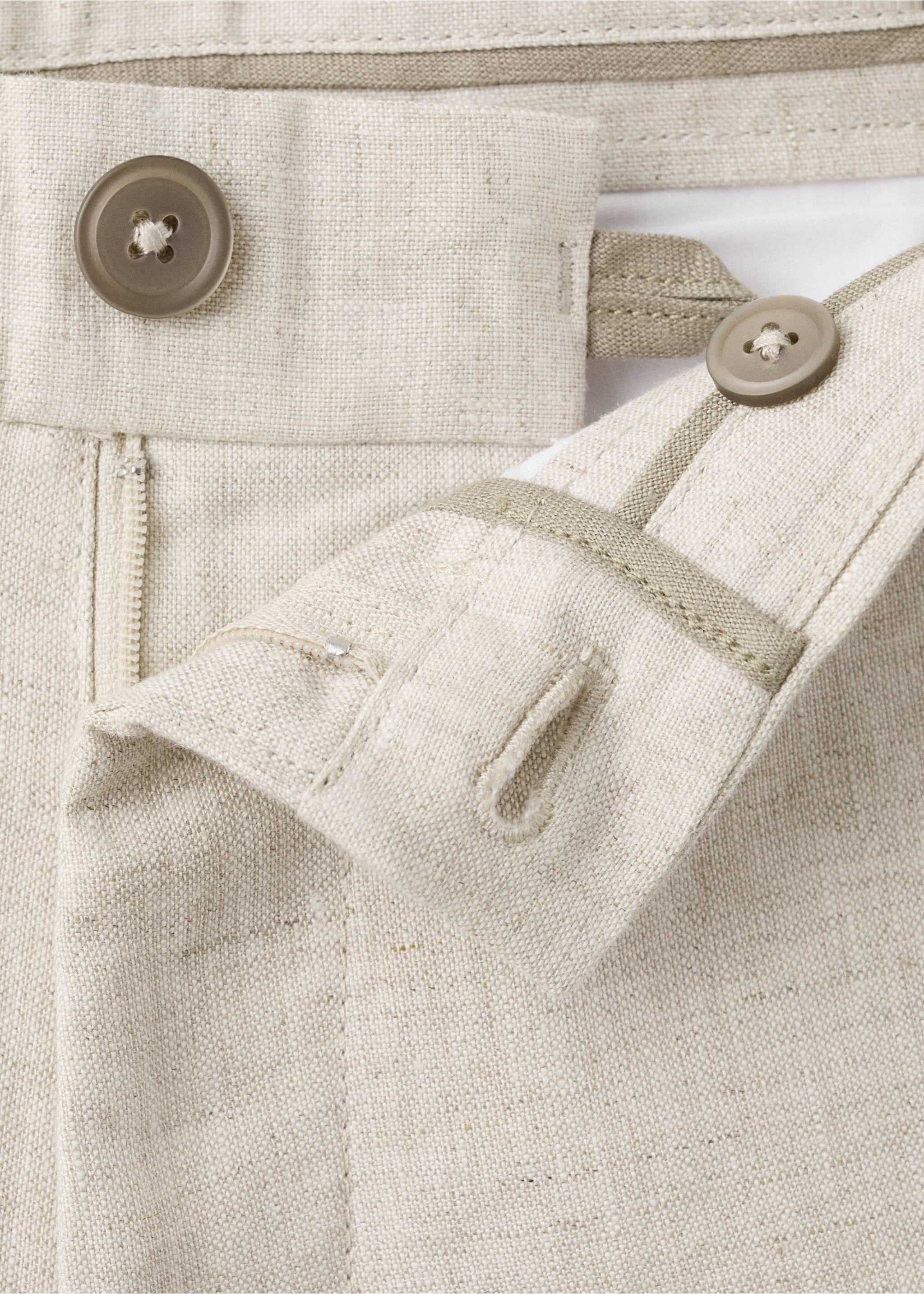 Bermudas slim fit 100% lino - Detalle del artículo 8, Crudo. Ref: 37051330-00.
