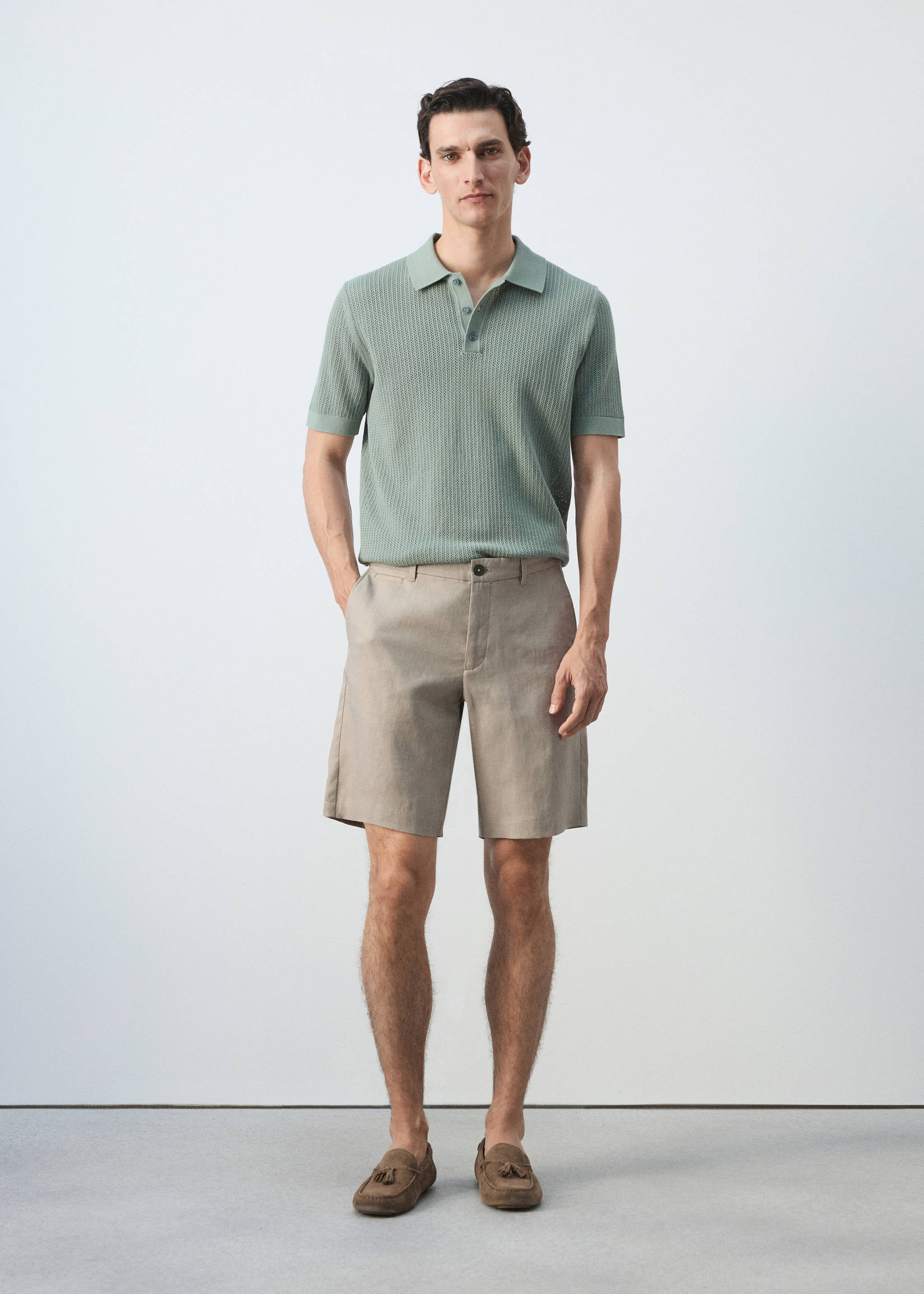 Bermudas slim fit 100% lino - Plano general