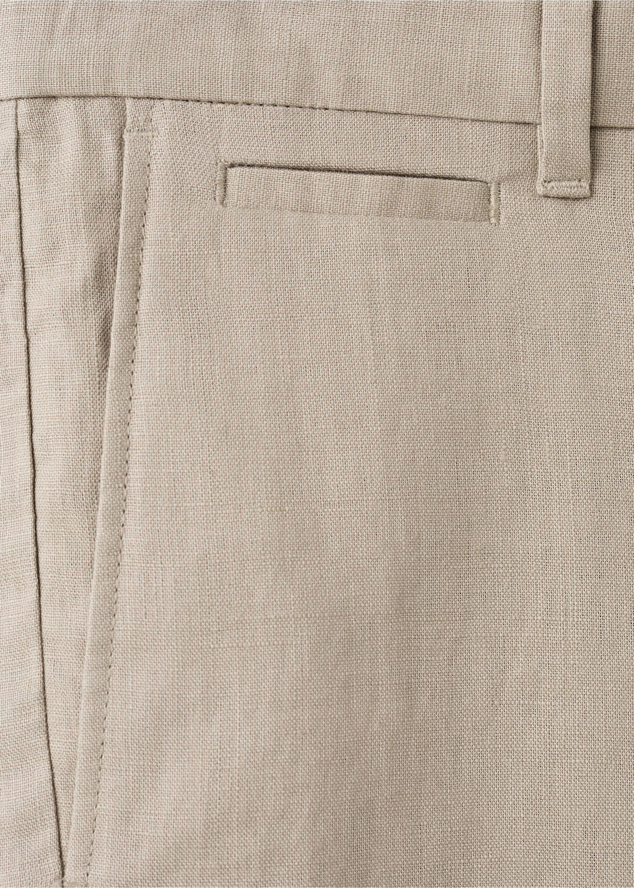 Bermudas slim fit 100% lino - Detalle del artículo 8, Marrón medio. Ref: 37051330-00.